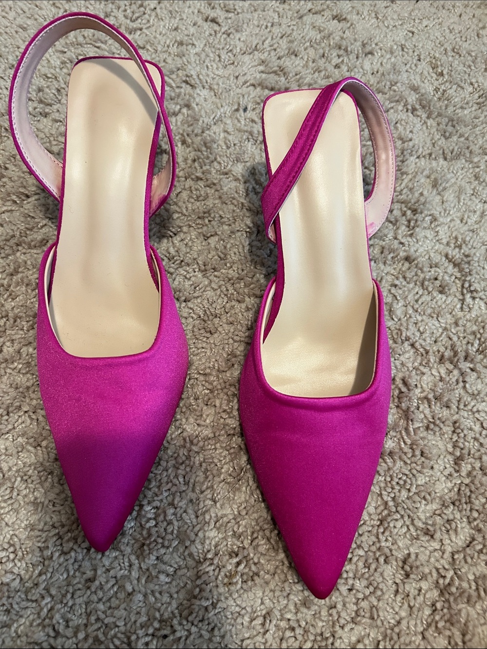 Elegant Women's Pointed Slingback Heels in Fuchsia